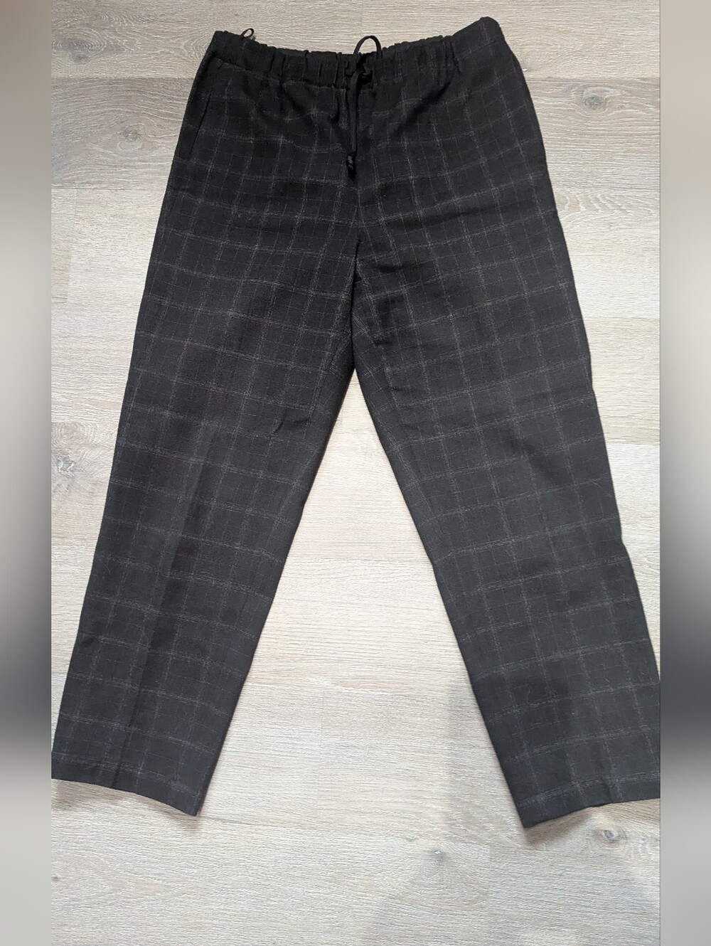 Babaton Black/Grey Windowpane Chinos Work Pants